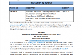 Proposed Construction + Financing of Mixed Urban Development, along Gitanga Road, Lavington, Nairobi County